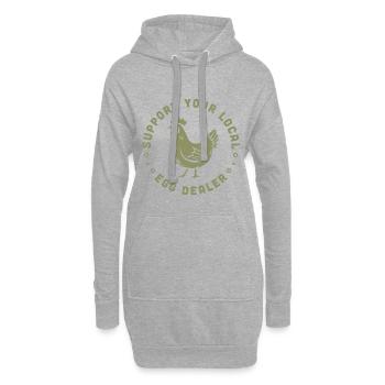 Soutenez votre marchand d’œufs local amateur de poulet amusant - Sweat-shirt à capuche long Femme - gris chiné - Devant