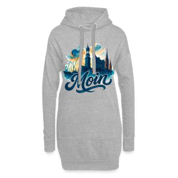 Hamburg Moin Stadt Silhouette maritim Geschenk - Hoodie-Kleid - Grau meliert - Vorne