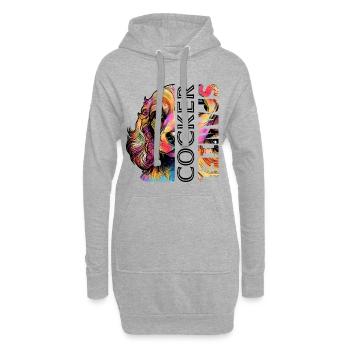 Farbenfroher Cocker Spaniel - Hoodie-Kleid - Grau meliert - Vorne