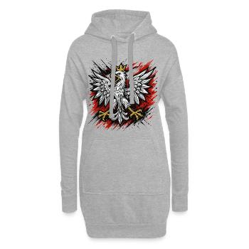 Pologne Polska Aigle drapeau patriotisme cadeau - Sweat-shirt à capuche long Femme - gris chiné - Devant