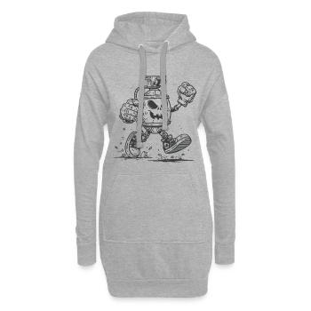 Grenade crâne - Sweat-shirt à capuche long Femme - gris chiné - Devant