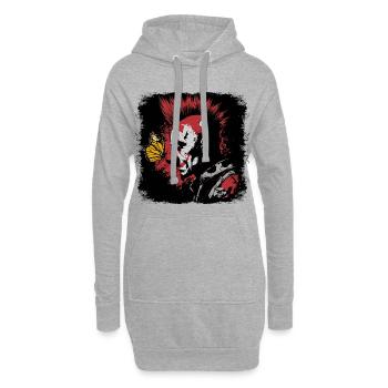 Gruseliger Clown und Schmetterling - Hoodie-Kleid - Grau meliert - Vorne