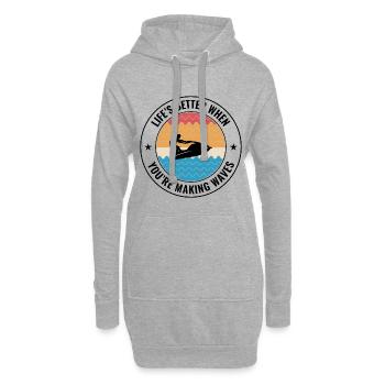 Jetski rétro sports nautiques qui fait des vagues - Sweat-shirt à capuche long Femme - gris chiné - Devant