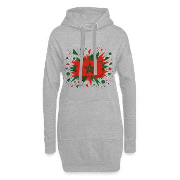 Marokkanische Flagge im Pinselstil - Hoodie-Kleid - Grau meliert - Vorne