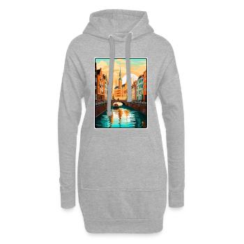 Hamburg, Deutschland, Vintage-Reiseposter: Stadtbild - Hoodie-Kleid - Grau meliert - Vorne