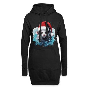 Rat de Noël drôle - Sweat-shirt à capuche long Femme - noir - Devant