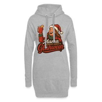 Maman a besoin de son vin chaud - Sweat-shirt à capuche long Femme - gris chiné - Devant