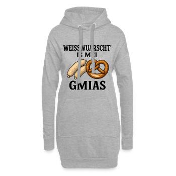 Weisswuarscht is mei Gmias - Sweat-shirt à capuche long Femme - gris chiné - Devant