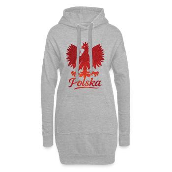 Drapeau de l'aigle polonais rouge, cadeau - Sweat-shirt à capuche long Femme - gris chiné - Devant