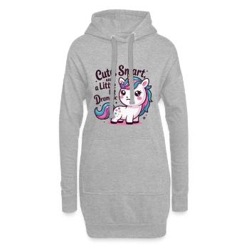 Charm licorne mignon avec humour - Sweat-shirt à capuche long Femme - gris chiné - Devant