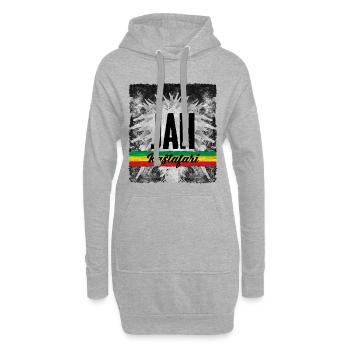 JAH Symbole Rastafari avec Ruban - Sweat-shirt à capuche long Femme - gris chiné - Devant