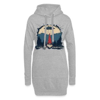 Nain de jardin et OVNI - Sweat-shirt à capuche long Femme - gris chiné - Devant