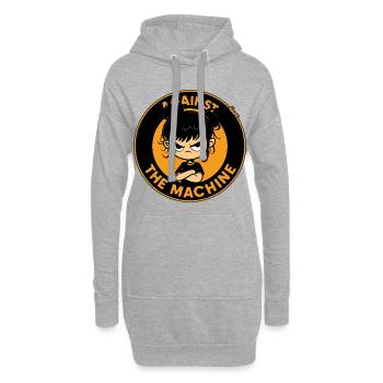 Mädchen trotzig gegen die Maschine - Hoodie-Kleid - Grau meliert - Vorne