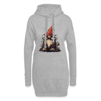 Drôle de nain de jardin - Sweat-shirt à capuche long Femme - gris chiné - Devant