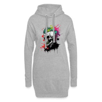 Regenbogen Zombie Punk - Hoodie-Kleid - Grau meliert - Vorne