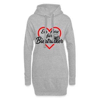 T-shirt « Un cœur pour les buveurs de bière » - Sweat-shirt à capuche long Femme - gris chiné - Devant