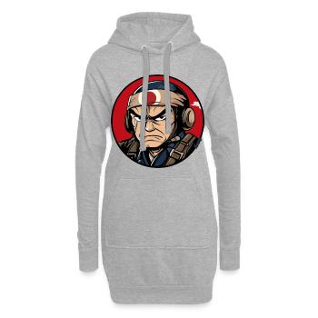 Krieger Samurai Cartoon Design - Hoodie-Kleid - Grau meliert - Vorne