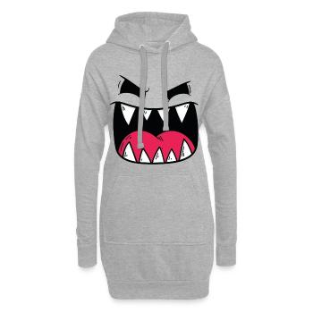 Motif de visage de monstre démoniaque - Sweat-shirt à capuche long Femme - gris chiné - Devant