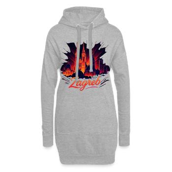Zagreb Hauptstadt Kroatien Silhouette Geschenk - Hoodie-Kleid - Grau meliert - Vorne