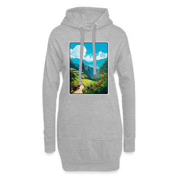 Chemin de l’Inca Pérou Vallée en terrasses Horizon - Sweat-shirt à capuche long Femme - gris chiné - Devant