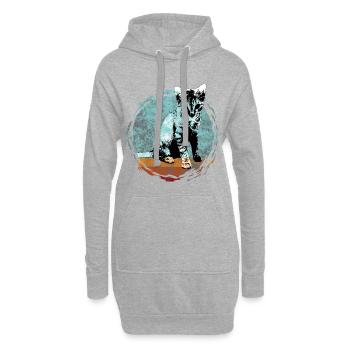 Portrait de chat dans un style artistique - Sweat-shirt à capuche long Femme - gris chiné - Devant