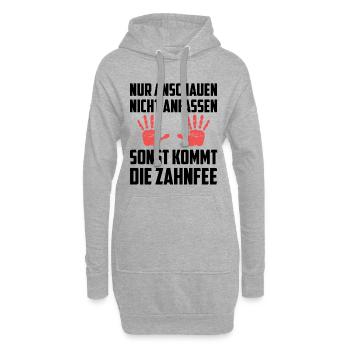 Regardez, ne touchez pas - Avertissement de fée des dents - Sweat-shirt à capuche long Femme - gris chiné - Devant