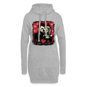 Couple de zombies célébrant Noël - Sweat-shirt à capuche long Femme - gris chiné - Devant
