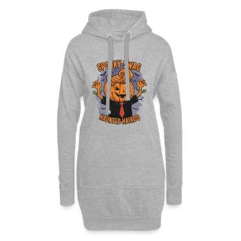 Halloween citrouille coiffure design - Sweat-shirt à capuche long Femme - gris chiné - Devant