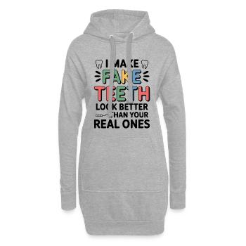 La vie des techniciens de laboratoire dentaire - Sweat-shirt à capuche long Femme - gris chiné - Devant