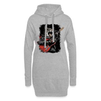 Chat Heavy Metal - Sweat-shirt à capuche long Femme - gris chiné - Devant