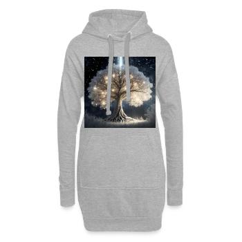 Arbre des rêves lumineux - Sweat-shirt à capuche long Femme - gris chiné - Devant