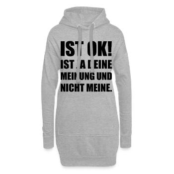Deine Meinung nicht meine Spruchshirt Humor - Hoodie-Kleid - Grau meliert - Vorne
