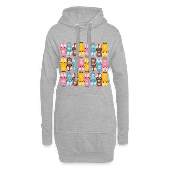 Niedliche Kawaiifigur Muster mit bunten Farben - Hoodie-Kleid - Grau meliert - Vorne
