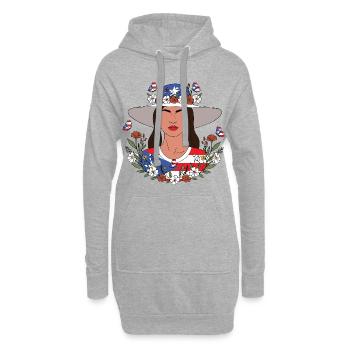 Fleurs Sauvages Fille Portoricaine - Sweat-shirt à capuche long Femme - gris chiné - Devant