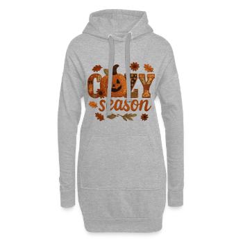 Gemütliches Kürbis-Patchwork - Hoodie-Kleid - Grau meliert - Vorne