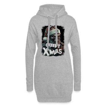 Zombie mit Weihnachtsmütze - Hoodie-Kleid - Grau meliert - Vorne