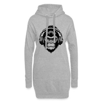 Chemise Rebellious Monkey Head DJ Grooves Underground - Sweat-shirt à capuche long Femme - gris chiné - Devant