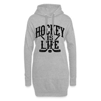 Hockey is Life - Eishockey Spruch - Hoodie-Kleid - Grau meliert - Vorne