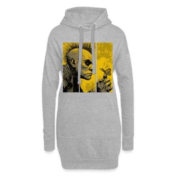 Punkrocker beobachtet Schmetterling - Hoodie-Kleid - Grau meliert - Vorne