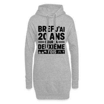 Bref j'ai 20 ans pour la deuxième fois - Sweat-shirt à capuche long Femme - gris chiné - Devant