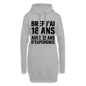 18 Ans avec 12 Ans d'Expérience - Sweat-shirt à capuche long Femme - gris chiné - Devant