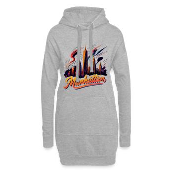 Manhattan City, New York, Skyline, Cadeau au néon - Sweat-shirt à capuche long Femme - gris chiné - Devant