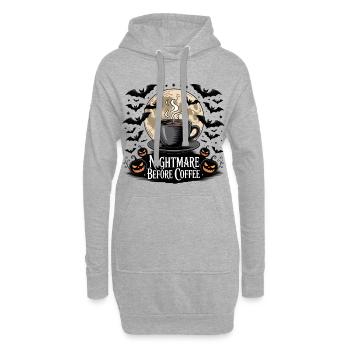 Albtraum vor dem Kaffee - Hoodie-Kleid - Grau meliert - Vorne