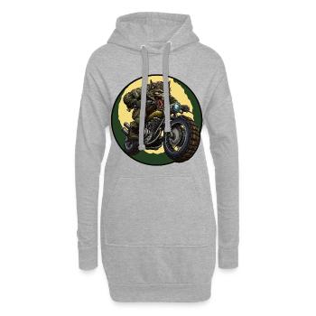 Werwolf-Biker unter Mondschein - Hoodie-Kleid - Grau meliert - Vorne
