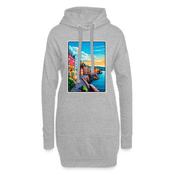 Galway Irland Lebendige Küstenstadt Sonnenuntergang Poster - Hoodie-Kleid - Grau meliert - Vorne