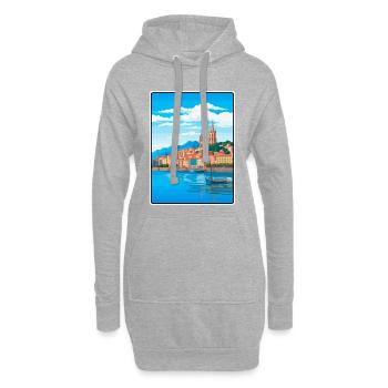 Saint-Sébastien, Espagne, Méditerranée, Harbour Vista - Sweat-shirt à capuche long Femme - gris chiné - Devant