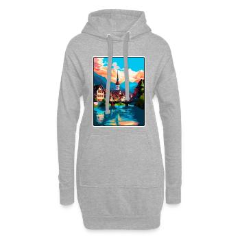Thoune, Suisse, Alpine, Riverside, Townscape, Affiche - Sweat-shirt à capuche long Femme - gris chiné - Devant