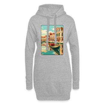 Aveiro Portugal Gondole Scène Voyage Affiche - Sweat-shirt à capuche long Femme - gris chiné - Devant