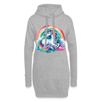 Licorne de rêve arc-en-ciel - Sweat-shirt à capuche long Femme - gris chiné - Devant