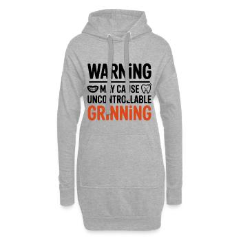 Warnung Kann zu unkontrollierbarem Grinsen führen - Hoodie-Kleid - Grau meliert - Vorne